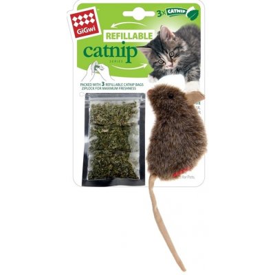 GIGWI Hračka pro kočky myška se sáčky s catnipem 3ks 16 x 7 x 2,5 cm – Zbozi.Blesk.cz