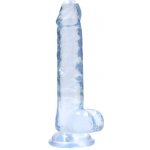 RealRock Gelové dildo Crystal Clear 7 dildo s přísavkou a varlaty 19 x 3,5 cm – Zboží Dáma