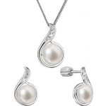 Evolution Group perlová souprava slzička s říční perlou a zirkony bilá 29050.1B – Zboží Dáma