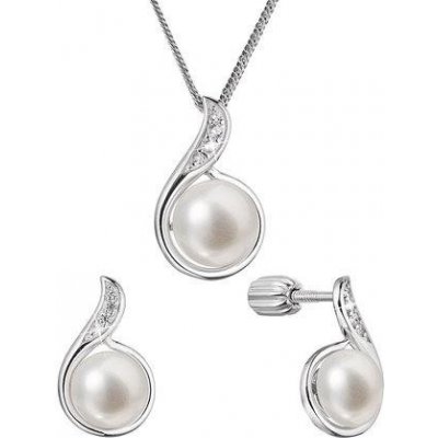 Evolution Group perlová souprava slzička s říční perlou a zirkony bilá 29050.1B – Zboží Mobilmania