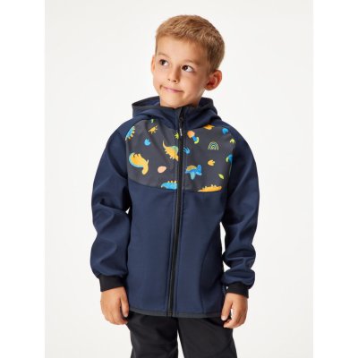 Unuo Dětská softshellová bunda s fleecem Basic Tm. Modročerná Dinosauři – Sleviste.cz
