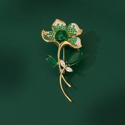 Éternelle brož se smaragdovými zirkony Raula květina B7283-LXT0467 zelená – Zboží Dáma