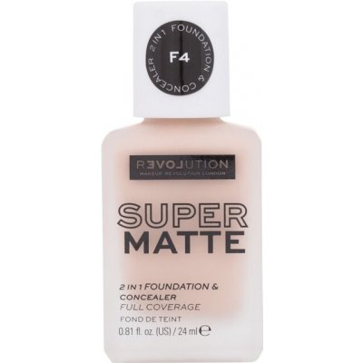 Revolution Relove Super Matte 2 in 1 Foundation & Concealer tekutý a zmatňující make-up a korektor 2v1 F4 24 ml – Zbozi.Blesk.cz