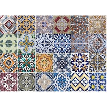 Crearreda samolepicí dekorace do kuchyně hliníková za sporák Bellacasa barevné kachličky 67202 Azulejos (47 x 65 cm)