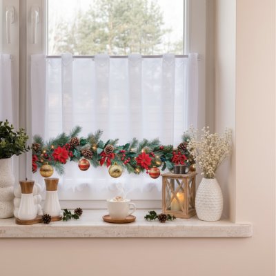 Dekorační vánoční metrážová vitrážová záclona GIRLANDA výška 70 cm MyBestHome – Zboží Dáma