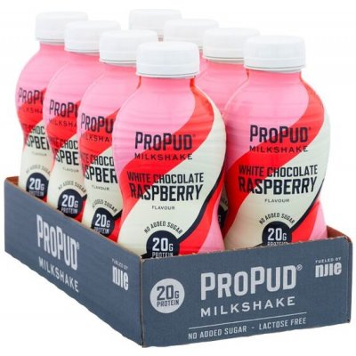 NJIE ProPud protein milkshake bez laktozy bílá čokoláda malina 8 x 330 ml