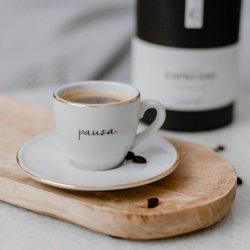 Bella Rose Šálek na espresso s podšálkem Pauza bílá zlatá porcelán 90 ml