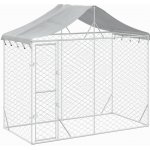 vidaXL Venkovní psí kotec se střechou stříbrný 300 x 150 x 250 cm – Zboží Dáma
