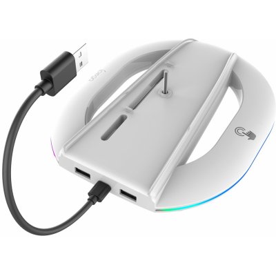 iPega P5S035SA Vertikální Stojan (2xUSB-A) s RGB PS5 Slim, PS5 Pro White – Zboží Živě