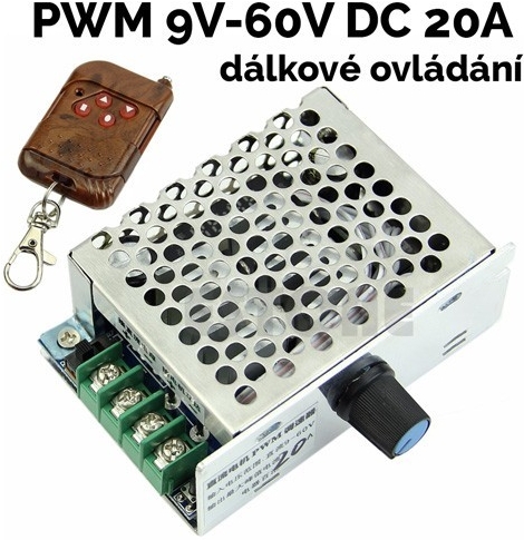 Regulátor otáček pro stejnosměrné DC motory - PWM 9V-60V 20A dálkové  ovládání alternativy - Heureka.cz