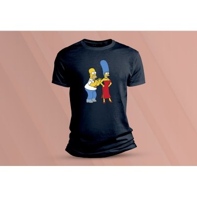 Sandratex dětské bavlněné tričko Homer a Marge Simpsonovi. tmavě šedá