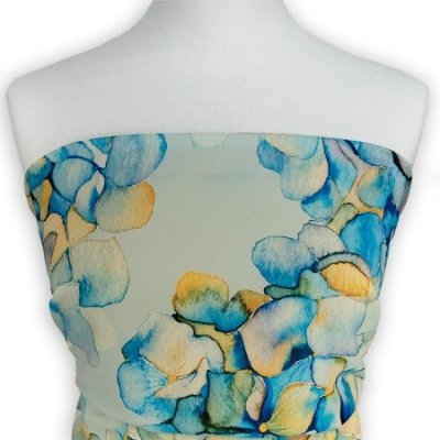 Šatovka s modrožlutými květy N6569 - látka na letní šaty – Zboží Mobilmania