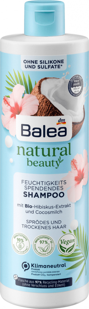 Balea natural beauty šampon na vlasy kokosové mléko & ibišek 400 ml