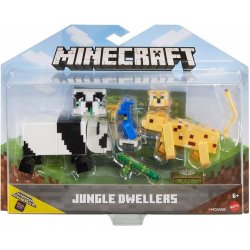 Minecraft Comic Maker Jungle Dwellers Action Figure 2-Pack Panda & Leopard with Parrot