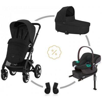 Cybex SET TALOS S LUX + korba + adaptéry + autosedačka + základna MOON BLACK 2024 – Zboží Mobilmania