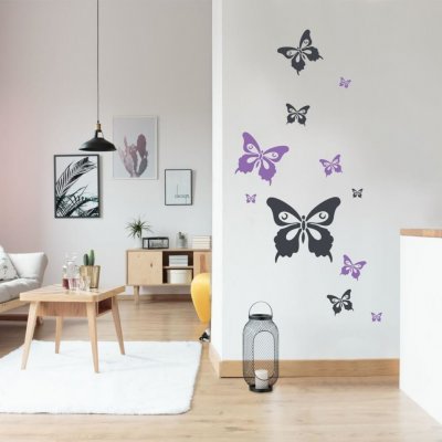 INSPIO Samolepka na zeď - Motýli ve dvou barvách dle vlastního výběru motýli rozměry 20x90 – Zbozi.Blesk.cz