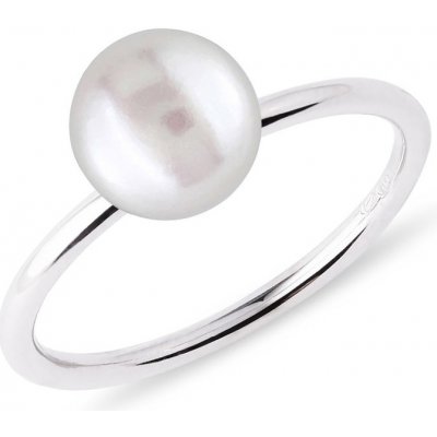 Prsten se sladkovodní perlou v bílém zlatě KLENOTA K0688022