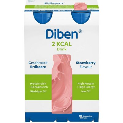 DIBEN 2 KCAL DRINK PŘÍCHUŤ JAHODOVÁ POR SOL 4X200ML – Hledejceny.cz