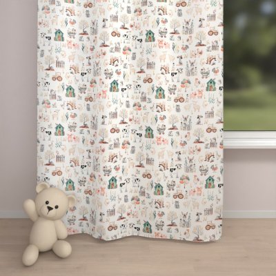 Biante Dětský bavlněný závěs Sandra SA-563 Zvířátka na farmě na bílém 150x190 cm – Hledejceny.cz