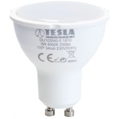 TESLA LED žárovka GU10/ 3W/ 230V/ 230lm/ 4000K/ denní bílá