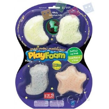 PlayFoam Modelína/Plastelína kuličková svítící ve tmě 4 barvy na kartě