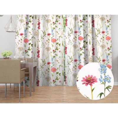 Biante Bavlněný závěs Sandra SA-667 Velké luční kvítí na bílém 150x140 cm – Hledejceny.cz
