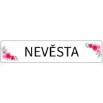 Svatba-eshop Svatební cedulka SPZ Nevěsta s růžemi - SPZ na svatební auto – Zboží Dáma