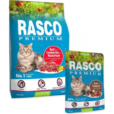Rasco Premium Cat Sterilized Beef Cranberries Nasturtium 2 kg – Zboží Mobilmania