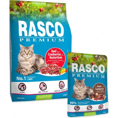 Rasco Premium Cat Sterilized Beef Cranberries Nasturtium 2 kg – Hledejceny.cz