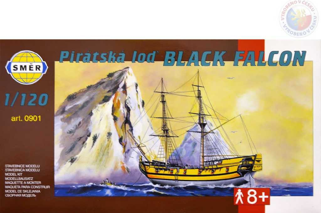 Směr Model Falcon Pirátská loď 24 7x27 6cm v krabici 34x19x5 5cm černá 1:120