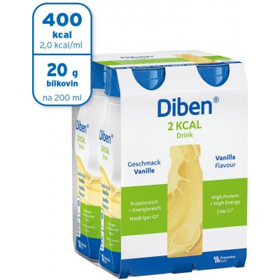 DIBEN 2 KCAL DRINK PŘÍCHUŤ VANILKOVÁ POR SOL 4X200ML – Hledejceny.cz