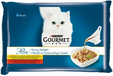 Gourmet Perle Gravy Delight kuře a hovězí 4 x 85 g