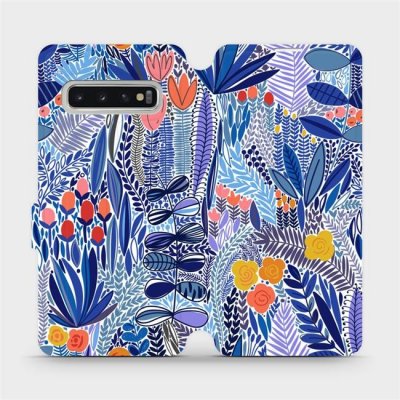 Pouzdro Mobiwear Flip Samsung Galaxy S10 - MP03P modrá květena