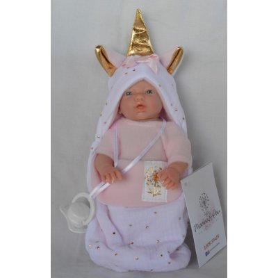 Marina & Pau Realistické miminko holčička Venuška ve spacím pytli "Jednorožec" Mini Golosinas Unicorn 21 cm – Zboží Mobilmania