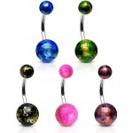 Šperky eshop piercing do pupíku z oceli barevné kuličky s odlesky zlaté W37.08 zelená – Hledejceny.cz