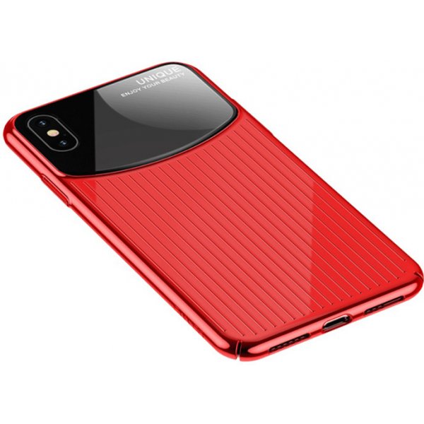 Pouzdro a kryt na mobilní telefon Pouzdro USAMS Apple iPhone Xs Max - sklo / plast - červené