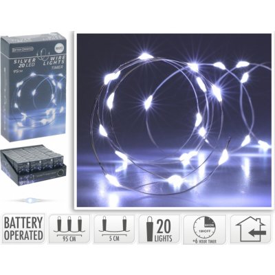 Harasim velkoobchod Vánoční osvětlení 20 LED, 95 cm, bílé světlo, časovač, interiér – Hledejceny.cz