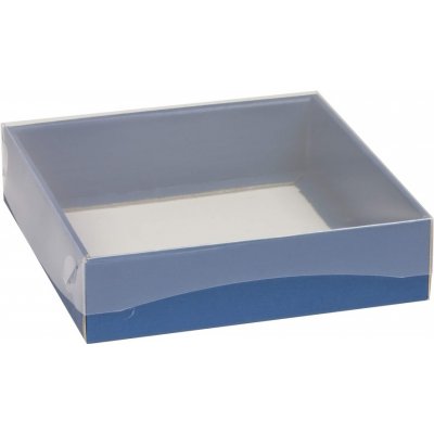 Dárková krabice s průhledným víkem 150x150x50 mm, modrá – Zboží Živě