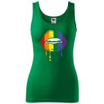 Dobrý Triko dámské tílko s potiskem Pride ústa Středně zelená – Zboží Dáma