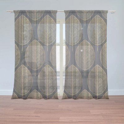 Sablio Záclony Zlaté listy: 2ks 150x250cm – Hledejceny.cz