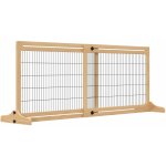 PawHut Dřevěná zábrana pro psy přírodní 104-183 x 36 x 69 cm – Zboží Mobilmania