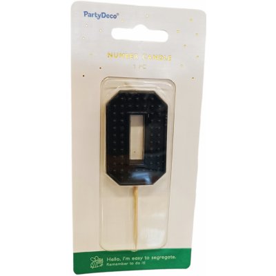 PartyDeco Svíčka dortová číslo 0 černá 6 cm – Zboží Dáma