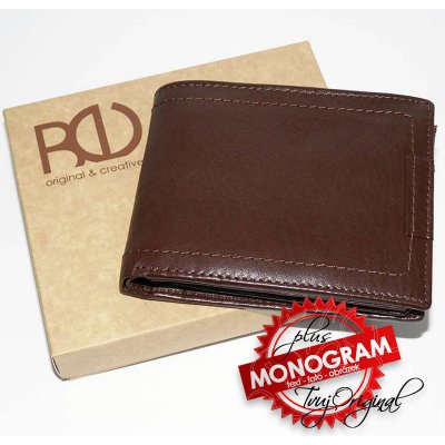Pánská hnědá kožená peněženka TILLBERG Leather s monogramem a vlastním  textem – Zboží Dáma