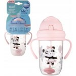 Canpol Babies nevylévací hrníček se slámkou a závažím Exotic Panda růžový 270 ml – Zboží Dáma