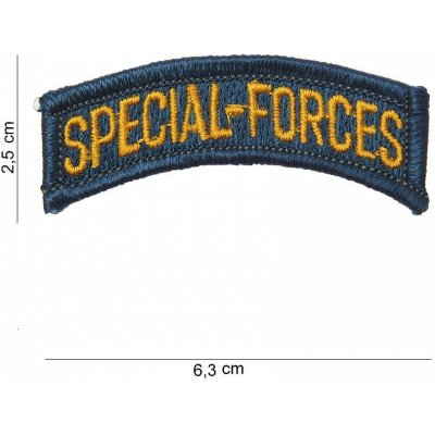 Nášivka textilní Fostex nápis Special-Forces 2,5x6,3 cm - modrá-žlutá – Zbozi.Blesk.cz