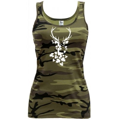 Jelen z listů dámské Maskáčové tílko Zelený maskáč – Zboží Dáma