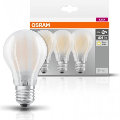 Osram LED žárovka E27 A60 7W 60W teplá bílá 2700K 3ks – Zboží Mobilmania