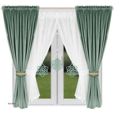 Fliying Sada záclon se sametovým závěsem L 589 tyrkysová 400x155 cm – Hledejceny.cz