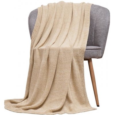 SCANquilt pletený pléd MELANGE LUREX melír smetanovozlatá střední 130x200 – Zboží Dáma