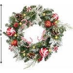 DOMMIO Věnec zasněžený s červenými koulemi 10 × LED 40 cm – Zboží Dáma